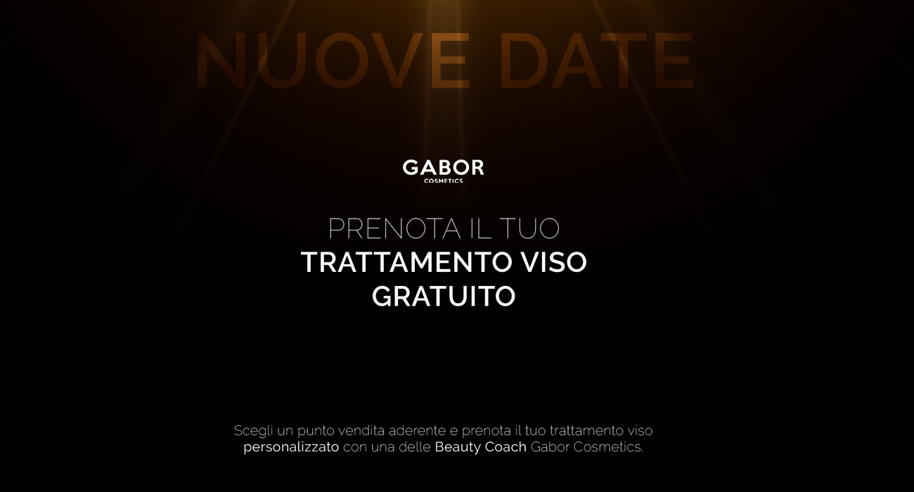 Gabor Cosmetics riprende l'appuntamento di successo Regalati una coccola: trattamenti personalizzati e gratuiti nelle profumerie aderenti all'iniziativa. A cura delle Beauty Coach Gabor.